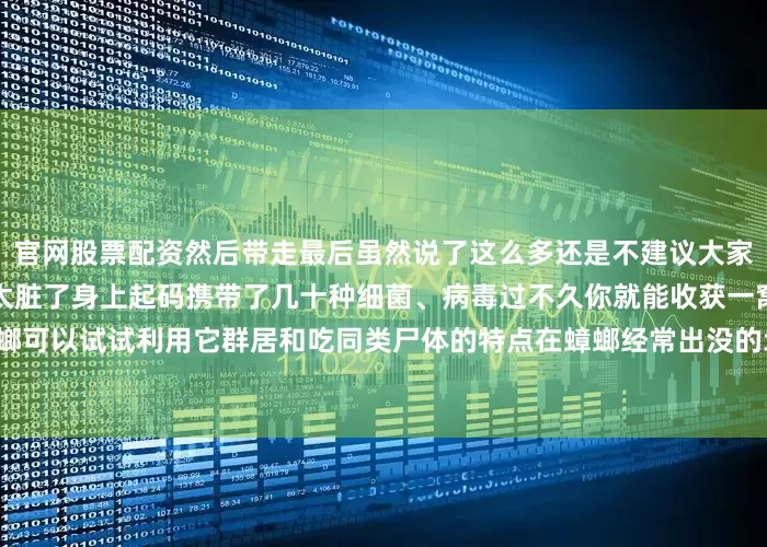 官网股票配资然后带走最后虽然说了这么多还是不建议大家直接用脚踩死蟑螂蟑螂真的太脏了身上起码携带了几十种细菌、病毒过不久你就能收获一窝蟑螂真想除蟑螂可以试试利用它群居和吃同类尸体的特点在蟑螂经常出没的地方放上蟑螂药只要一只吃了就能一窝打尽了！