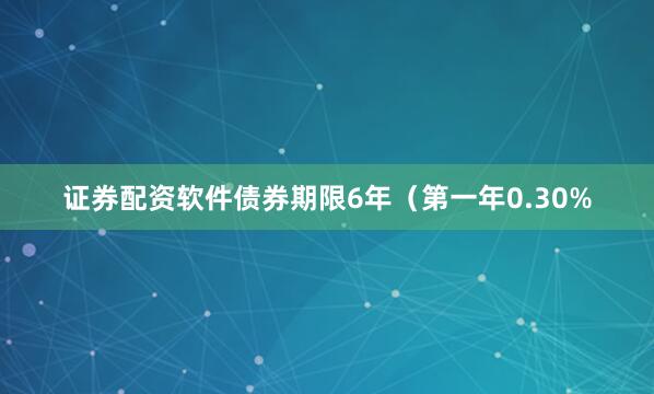 证券配资软件债券期限6年（第一年0.30%