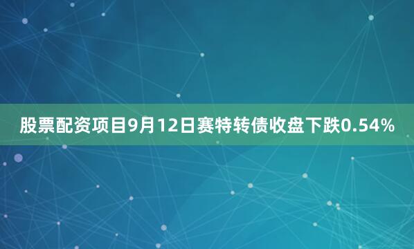 股票配资项目9月12日赛特转债收盘下跌0.54%